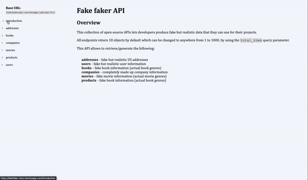 Fake Faker API